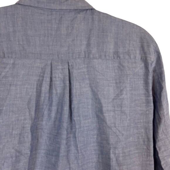 Ann Taylor Loft Softened Shirt Eyelet Embroidered Long Sleeve Button Up Top sz M - Picture 13 of 16